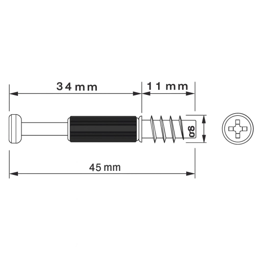 Złącze Mimośrodowe 1000 kpl GTV Mimośród + Trzpień Zestaw do Płyty 18mm
